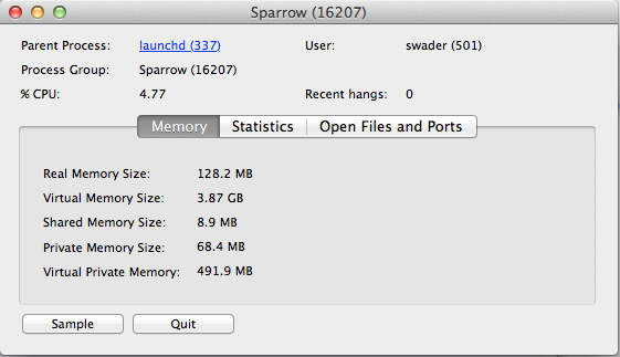 The memory tab