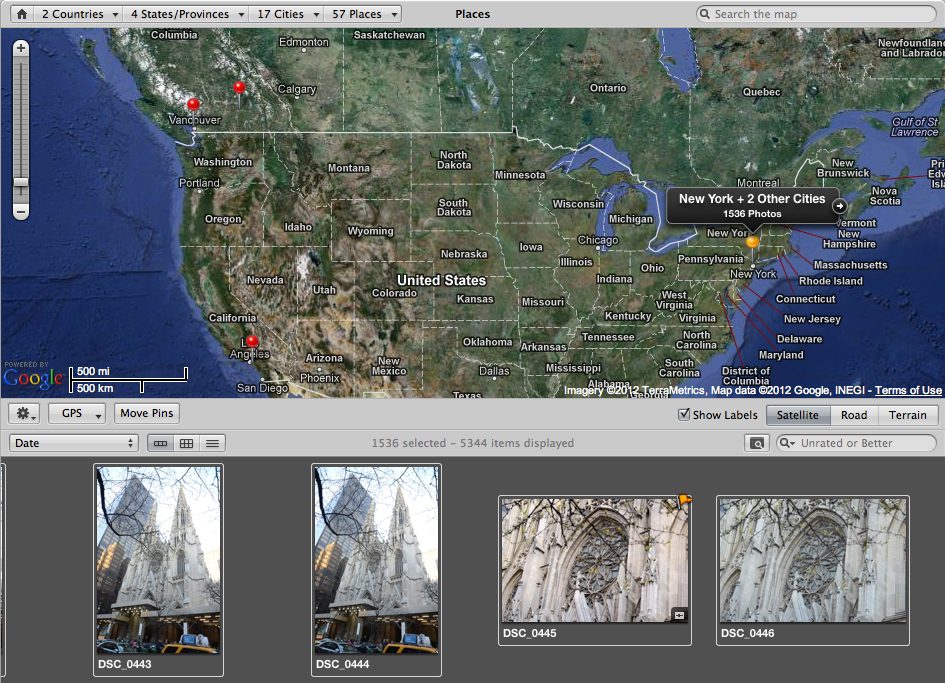 The places tab lets you organize photos by where they were taken.