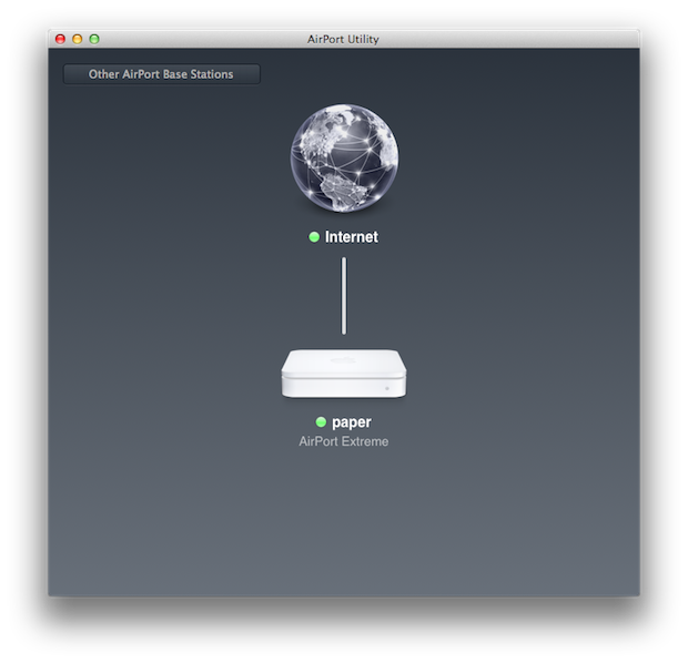 This is the main screen of AirPort Utility, which you will be seeing often.