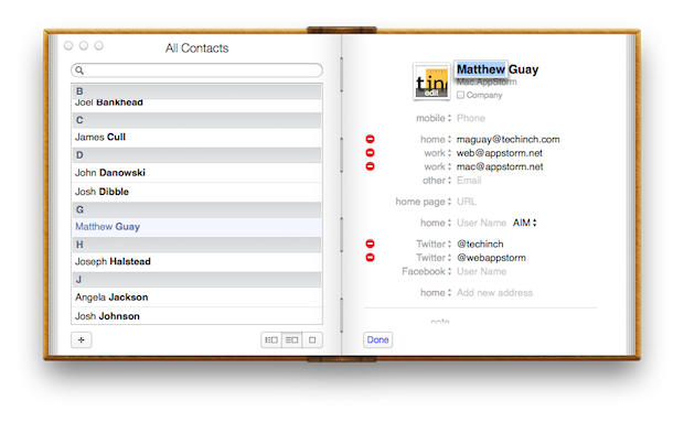 Editing the card of one Mr. Guay.