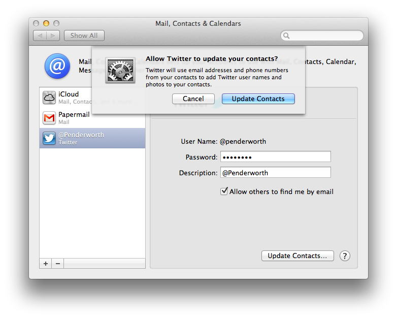 Updating the contacts.