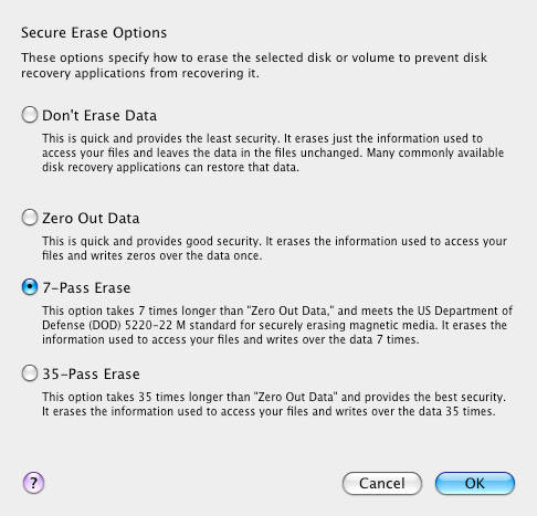 Secure Erase Options