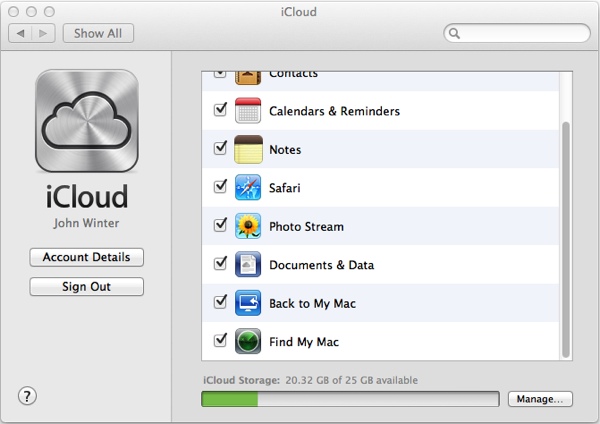 Find My Mac in System Preferences