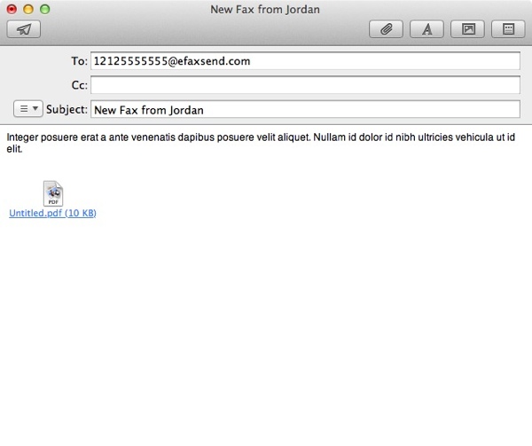 When using a fax-to-email service you usually enter text into the main message body if you need a cover note.