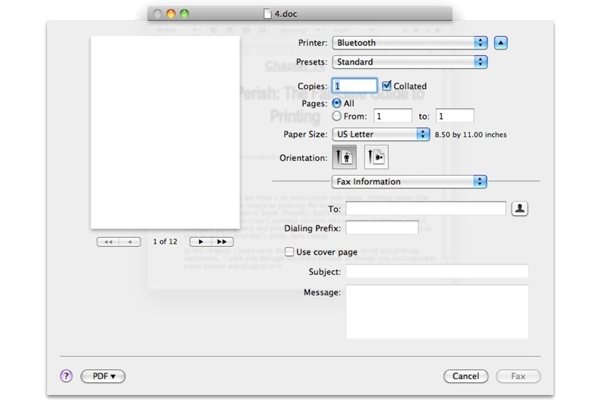 Faxing with the Apple USB Modem was surprisingly easy
