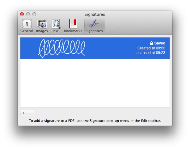 Signatures are managed directly in Preview.