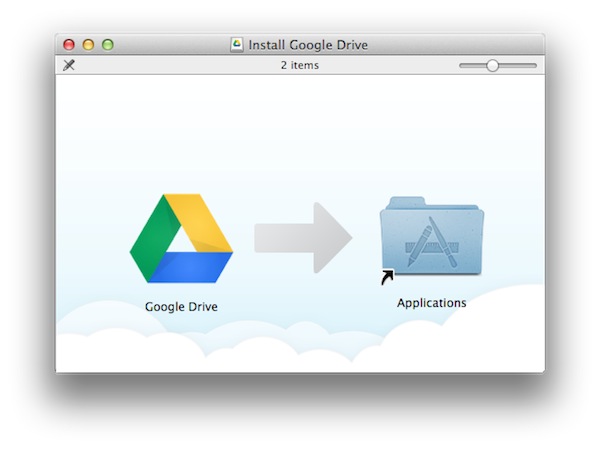 Google Drive also requires no installation, just drag the app to the Applications folder.