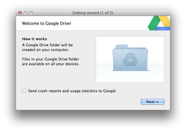 Google Drive only requires a few steps to setup.