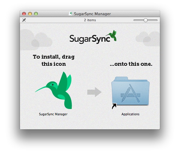 SugarSync also requires no installation, just drag the app to the Applications folder.