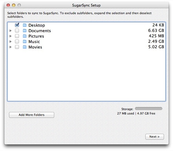 SugarSync’s unique selling point is that you tell it which folders to sync, not the other way around!
