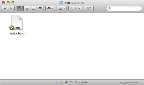 Step 3: Save the document in your mactutsrules folder as index.html (when prompted, select “use .html” as the file extension)