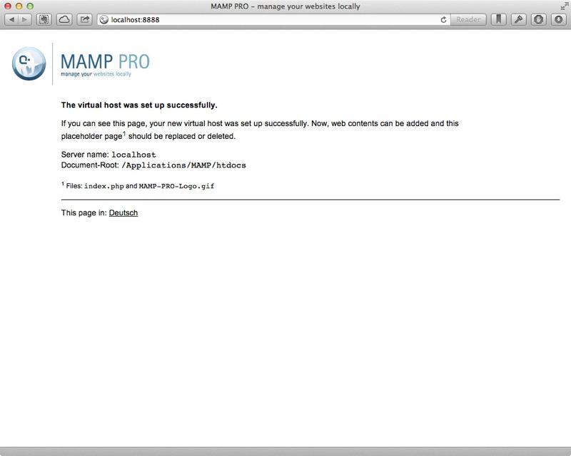 MAMP’s default page in htdocs.