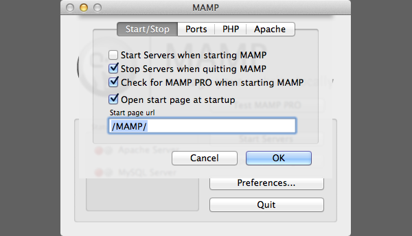 MAMP Preferences
