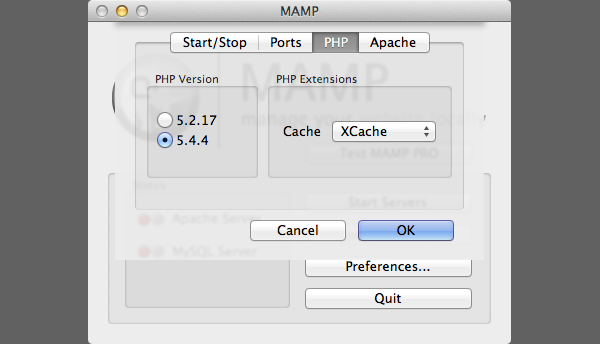 MAMP Preferences