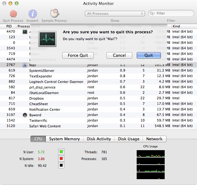 Activity Monitor can stop an app or process in it’s tracks