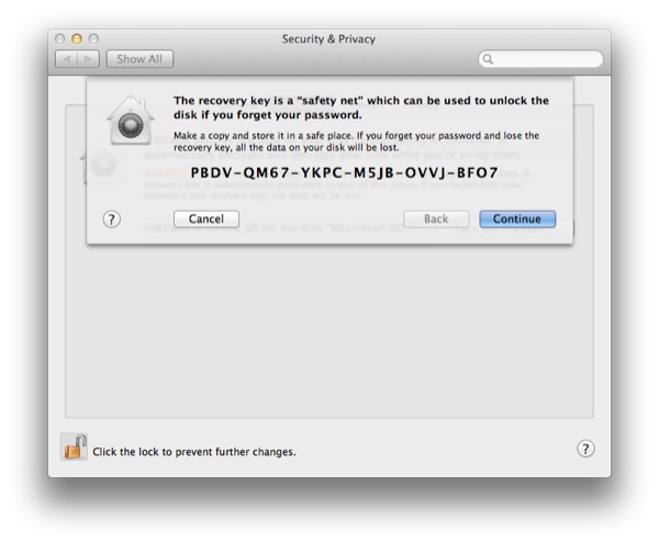 The recovery key is provided if you forget your password. Make sure to keep it secret, keep it safe!