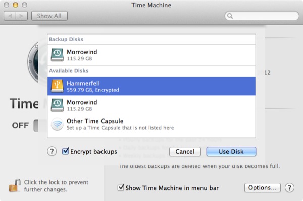 Time Machine lets you encrypt any external drive for Time Machine use, making sure your backup is as protected as your Mac