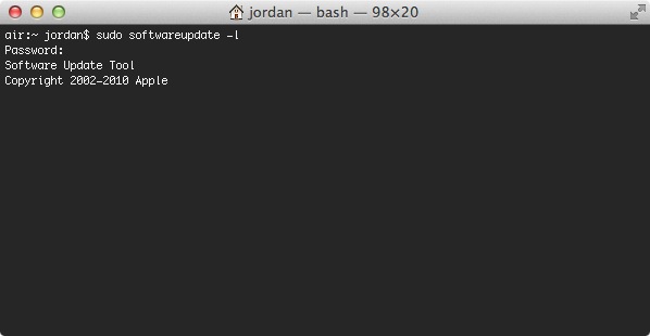 If you have remote access to a Mac or cannot run updates traditionally, Terminal is a good alternative