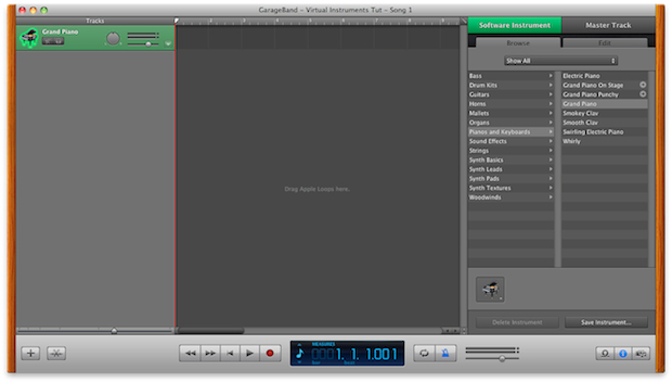 GarageBand's main interface