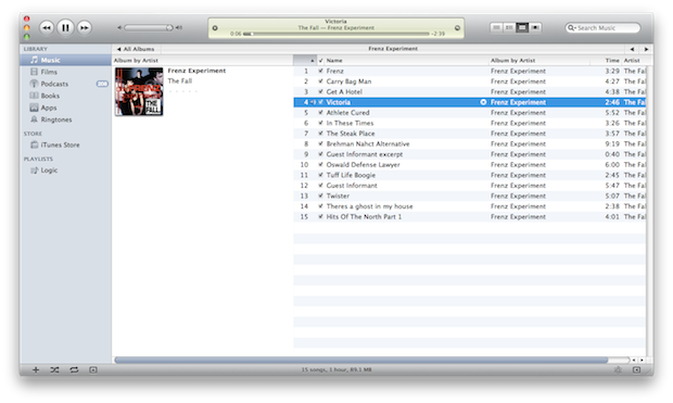 Selecting A Song In iTunes