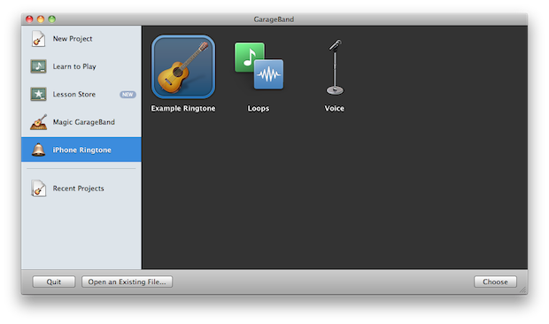 Launching GarageBand