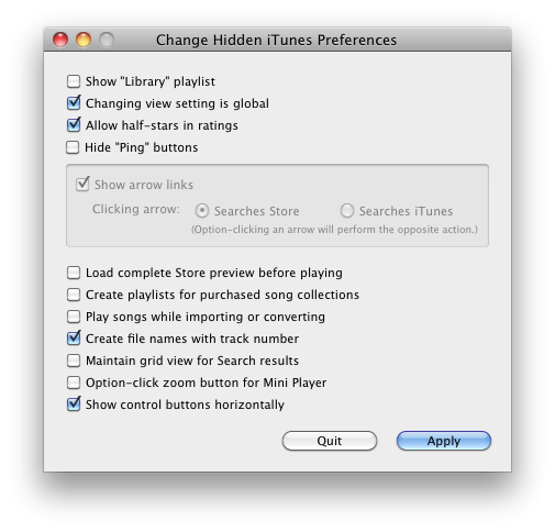 Change iTunes Hidden Preferences