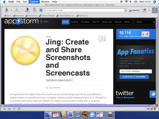 OS 9 web browser Classilla running within OS X Tiger via Classic