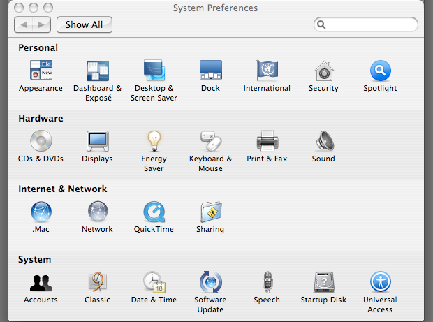 Tiger's System Preferences should now contain the 'Classic' pane
