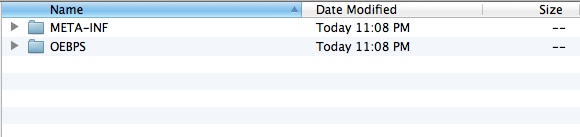 Screenshot: naming the META-INF and OEBPS folders