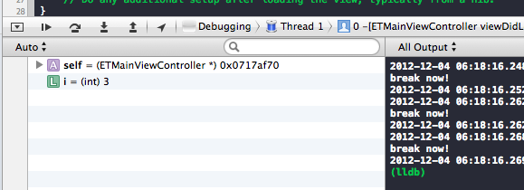 The variables view