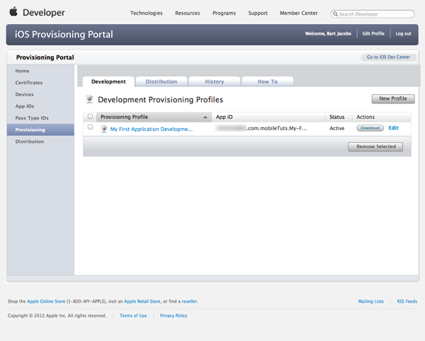 Certificates and Provisioning Profiles - The Provisioning Profile in the Provisioning Portal - Figure 21