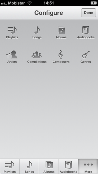 Exploring Tab Bar Controllers - Editing the Tab Positions in the Native Music Application - Figure 4