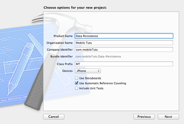 Data Persistence and Sandboxing on iOS - Create a New Xcode Project - Figure 1