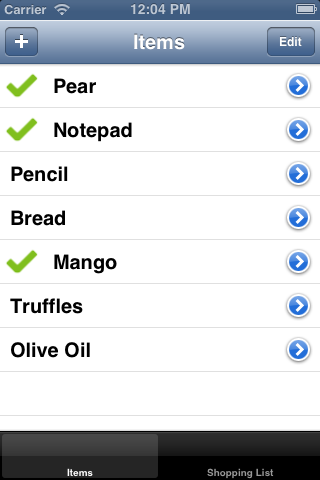 Building a Shopping List Application From Scratch - Part 1 - The First Tab Manages a List of Items - Figure 1