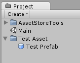 Project panel with asset