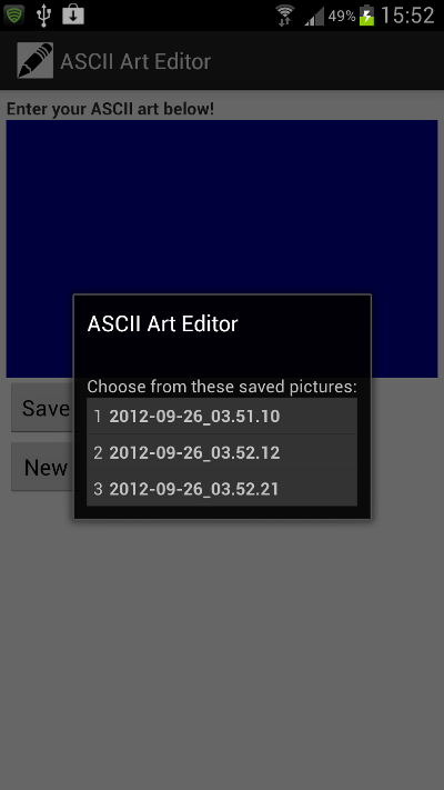 Displaying the List of Stored Pictures