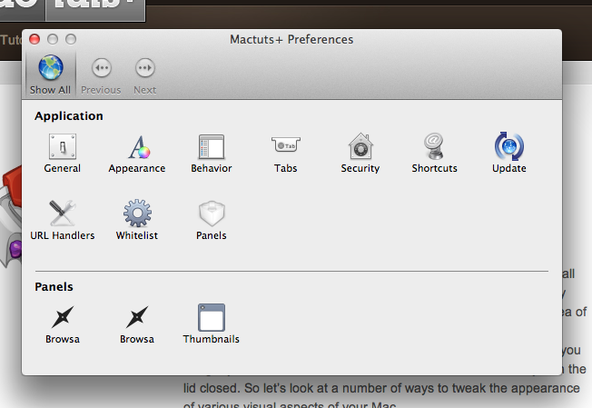 Mactuts+ Application Preferences