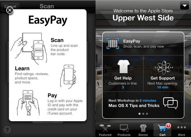 The Apple Store App with EasyPay uses your Apple ID to instantly purchase select accessories.