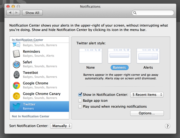 notification center