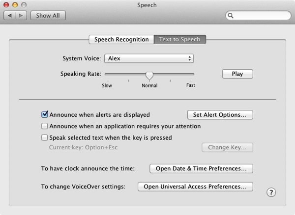 Text-to-Speech Preferences