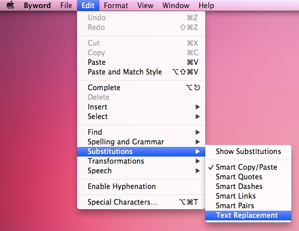 Activate text substitution in any app