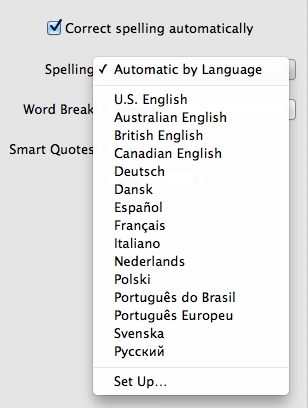 Chose a language for the spell check