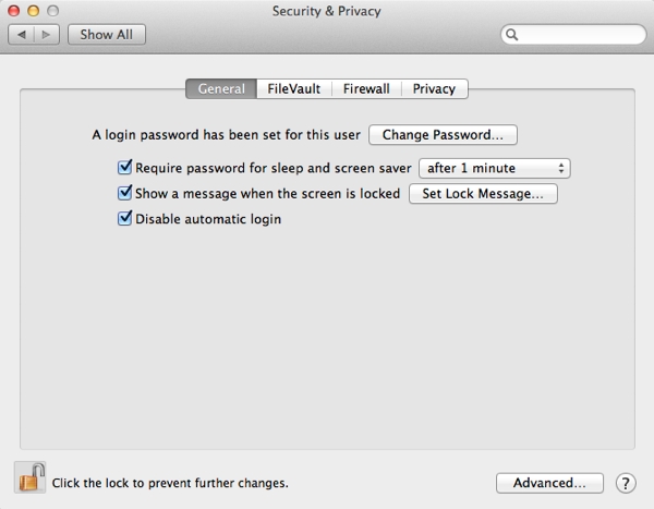 General security settings