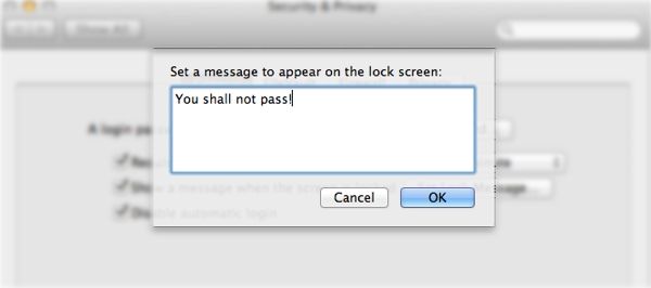 Enter a lock message to either inform or amuse