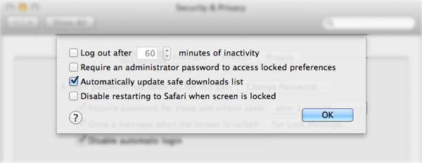 Advanced security settings