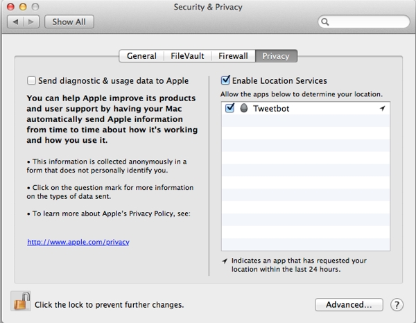 Allow or deny sending of private information