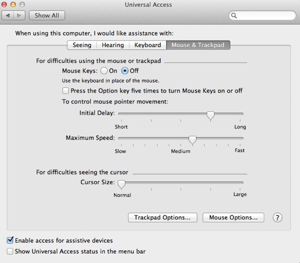 Assistive Support for Mouse and Trackpad