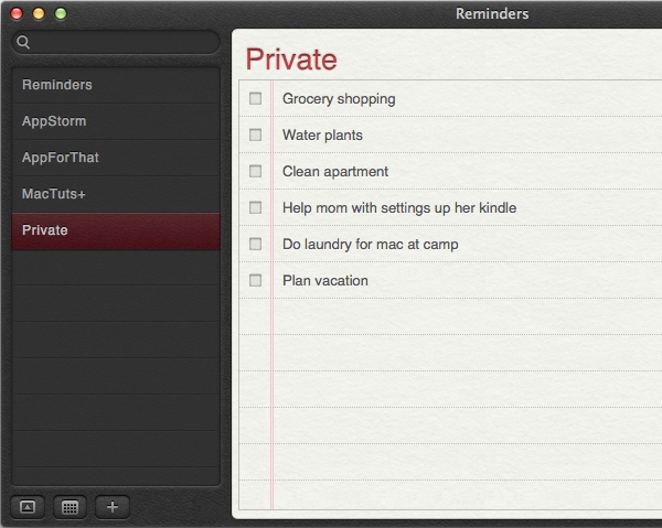 Sorting reminders into lists helps keep the app clean
