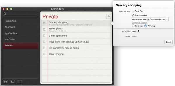 Use locations to be reminded at a specific location to do something