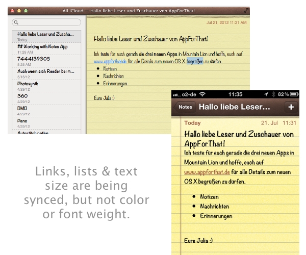 Basic formatting is possible, but not all of it will be synced to other platforms
